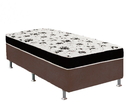 Ver imagem 1 de Cama Box Solteiro Suede Marrom + Colchão Solteiro Suede Preto Orto Molas Ensacada 88x188x55