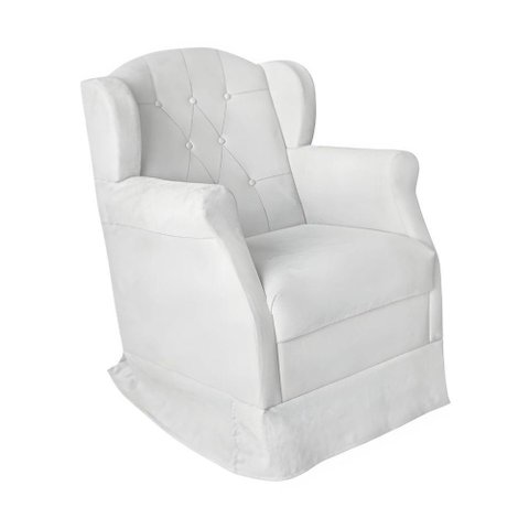 Poltrona Amamentação Cadeira Reforçada Balanço Lile Suede Branco