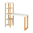Ver imagem 2 de Mesa de Escritório com Estante Nichos Industrial 100% Mdf Cor:off White com Freijó