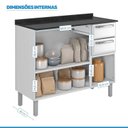Ver imagem 5 de Balcão Cozinha em Aço 3 Portas 2 Gavetas 105cm com Tampo Luce Itatiaia 