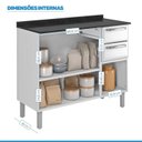 Ver imagem 5 de Balcão Cozinha em Aço 3 Portas 2 Gavetas 105cm com Tampo Luce Itatiaia Branco