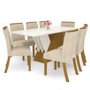 Ver imagem 2 de Conjunto Sala de Jantar Mesa Tampo Mdf e Vidro 8 Cadeiras Itália Espresso Móveis