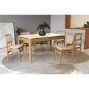 Ver imagem 1 de Conjunto Sala de Jantar Mira Premium Madeira Maciça C/ Tampo Madeirado C/ Vidro 160x90cm e 6