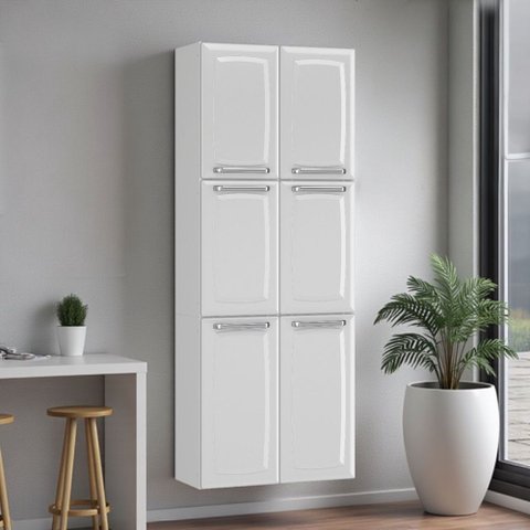 Paneleiro 6 Portas Aço Branco Luce 70cm