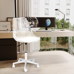 Cadeira Office Leda Acrílico Transparente Base Giratória - Branco - 4