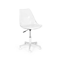 Cadeira Office Leda Acrílico Transparente Base Giratória - Branco - 1