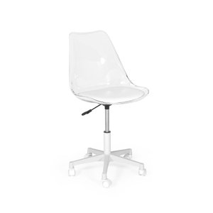Cadeira Office Leda Acrílico Transparente Base Giratória - Branco