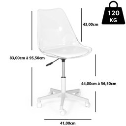 Cadeira Office Leda Acrílico Transparente Base Giratória - Branco - 3