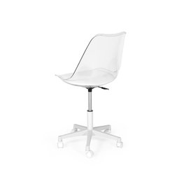 Cadeira Office Leda Acrílico Transparente Base Giratória - Branco - 6