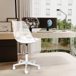 Cadeira Office Leda Acrílico Transparente Base Giratória - Branco - 9