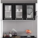 Ver imagem 3 de Armário de Cozinha em Aço 3 Portas de Vidro 105cm Luce Itatiaia Preto/Branco