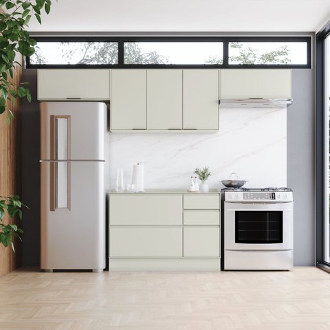 Cozinha Compacta 100% MDF 3 Aéreos e Balcão Pia com Tampo Fineze