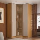 Ver imagem 1 de Guarda Roupa de Canto Obliquo Reflecta 3 Portas Mdf Altezza Marrom Freijó/Off White