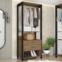 Ver imagem 1 de Guarda Roupa Solteiro Closet 73cm 2 Gavetas Una Mel/preto C01 - Mpozenato