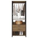 Ver imagem 5 de Guarda Roupa Solteiro Closet 73cm 2 Gavetas Una Mel/preto C01 - Mpozenato