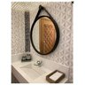 Espelho Decorativo de 80cm com Alça Preto em Couro Fundo Mdf - 1