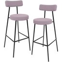 Ver imagem 1 de Kit 02 Banquetas Alta Cozinha Bar Sala Jantar Estrutura Em Aço Milão L02 Suede Rosê - Lyam Decor