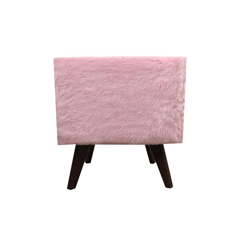 Puff Pé Palito Redondo Não É Segredo Astracan Pelúcia Rosa Pés Marrom 40x45