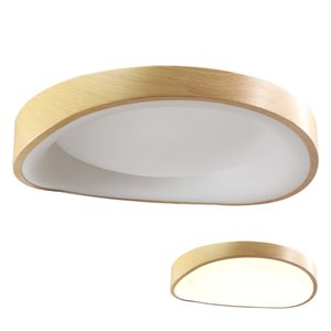 Luminária Plafon Sobrepor Madeira Moderno Led 3 Tons Teto Iluminação Sala Quarto Decoração Escritori