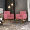 Ver imagem 1 de Kit 2 Poltronas Cadeiras Decorativas com Base Reforçada Rosa Cor:rosa