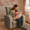 Ver imagem 4 de Poltrona de Amamentação com Puff Paris Cadeira Quarto de Bebê Confortável Cacau