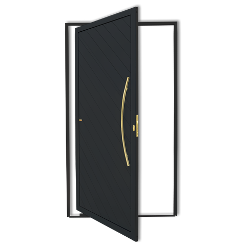 Porta Pivotante Lambril Savana c/Puxador D. Super Preto Dourado 100 Brimak