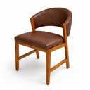 Ver imagem 1 de Cadeira Estofada Elegance Sala de Jantar Base Madeira Corino:Marrom