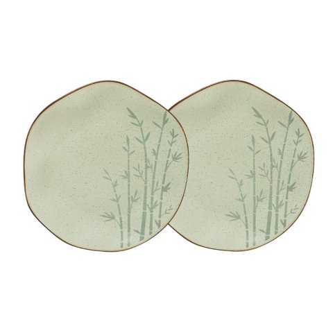 Conjunto 2 Pratos Rasos 27,5 Cm Ryo Bambu Porcelana Oxford