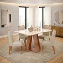 Ver imagem 2 de Conjunto Sala de Jantar Mesa Tampo em Vidro 1,20m Maria 4 Cadeiras Bel