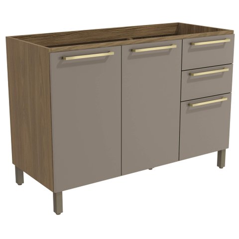 Armário de Cozinha Balcão 2 Portas e 3 Gavetas 120cm com Pés M624 Botanic Kappesberg