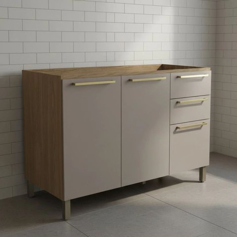 Balcão de Cozinha 2 Portas e 3 Gavetas 120cm com Pés Botanic Kappesberg