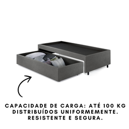 Base Box Cama Solteiro com Gaveta Sapateira 88x188cm Courino - 9
