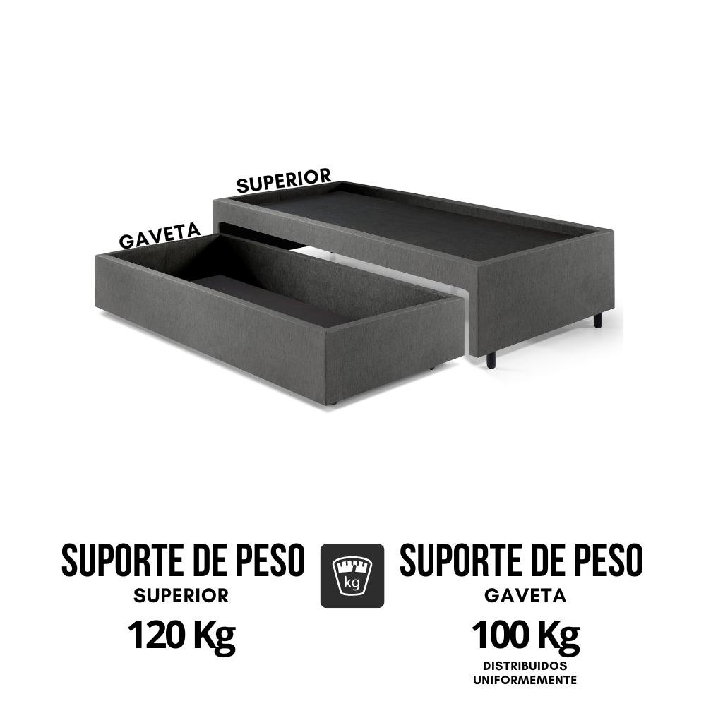 Box Solteiro com Gaveta 88x188 Cm, Medida Externa 99x199x38 Cm, Revestida em courino Linho - 9