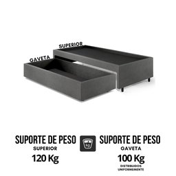 Base Box Cama Solteiro com Gaveta Sapateira 88x188cm Courino - 10
