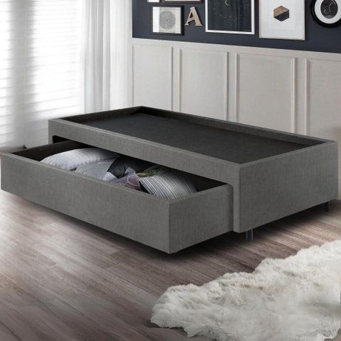 Base Box Cama Solteiro com Gaveta Sapateira 88x188cm Courino