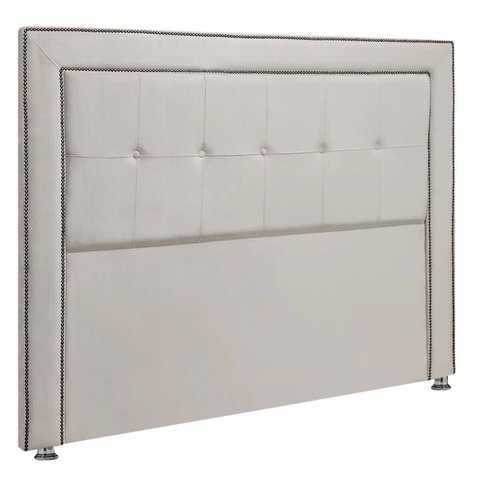 Cabeceira Estofada Ravena para Cama Box Queen Size 160cm Veludo Bege Marfim
