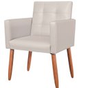 Ver imagem 1 de Poltrona Decorativa Tecido Corano Pés Palito para Recepção Clinica Base Reforçada