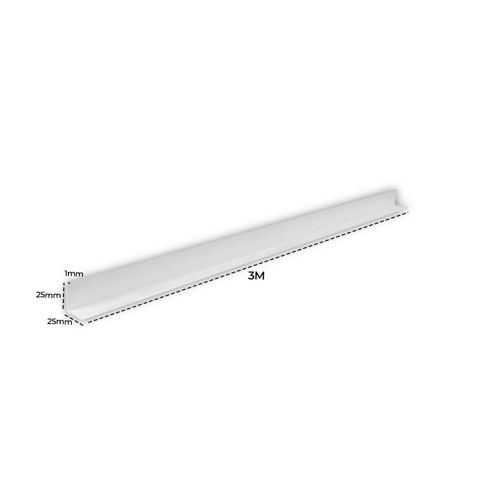 Cantoneira L PVC Protetor de Canto 25x25mm Barra 300cm 15 UN AZN - Branco Neve - 5