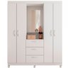 Guarda-roupa Solteiro Capelinha Clapton 4 Portas 3 Gavetas com Espelho Branco - Caemmun - 2