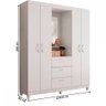 Guarda-roupa Solteiro Capelinha Clapton 4 Portas 3 Gavetas com Espelho Branco - Caemmun - 4