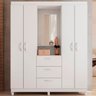 Guarda-roupa Solteiro Capelinha Clapton 4 Portas 3 Gavetas com Espelho Branco - Caemmun - 1
