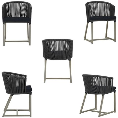 7 Cadeiras de Jantar Área Noronha Fendi E12 Trama Original Preto