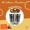 Ver imagem 3 de Kit Saleiro Pimenteiro Em Inox Vidro Porta Temperos 2 Peças Conjunto Sal Pimenta Mesa Cozinha Prata 