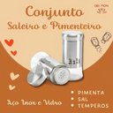 Ver imagem 5 de Kit Saleiro Pimenteiro Em Inox Vidro Porta Temperos 2 Peças Conjunto Sal Pimenta Mesa Cozinha Prata 