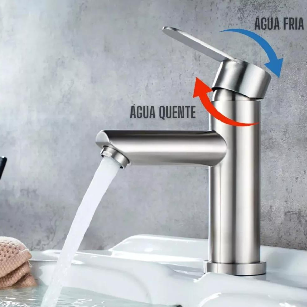 Torneira Banheiro Lavabo Aço Inox Monocomando Quente Frio - 3