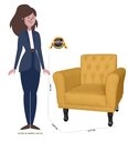 Ver imagem 5 de Kit 2 Poltronas Decorativa Classic Couro Amarelo Pés Madeira Ms Decor