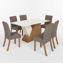 Ver imagem 2 de Conjunto Sala de Jantar Mesa Tampo em Vidro 6 Cadeiras Katarina Espresso Móveis