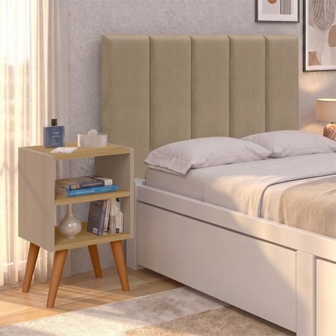 Cabeceira Solteiro Modular 5 Módulos com Mesa de Cabeceira Melissa Moderna