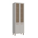 Ver imagem 1 de Armário Paneleiro 4 Portas com Vidro Reflecta 230x70 cm Valência Cinza Claro 100% MDF Casamia