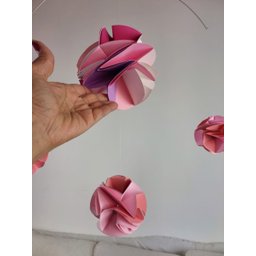 Móbile berço bebê infantil quarto bolas Rosas origami - 5